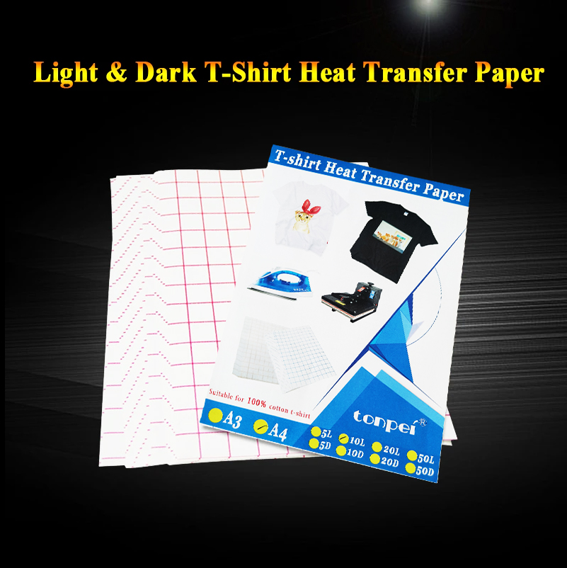 White Toner Transfer Paper - 10 Blatt Inkjet-Wärmeübertragungspapier, A4-Baumwoll-T-Shirt, dunkelschwarzes Transferpapier,