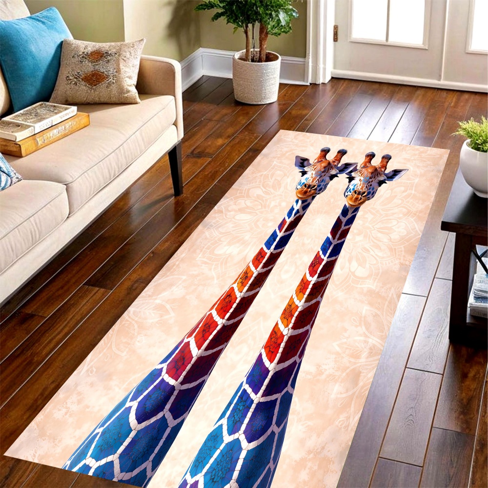 Commercial Printing Machine - Langer Teppich mit Giraffen-Motiv, niedlicher Wildtier-Print,