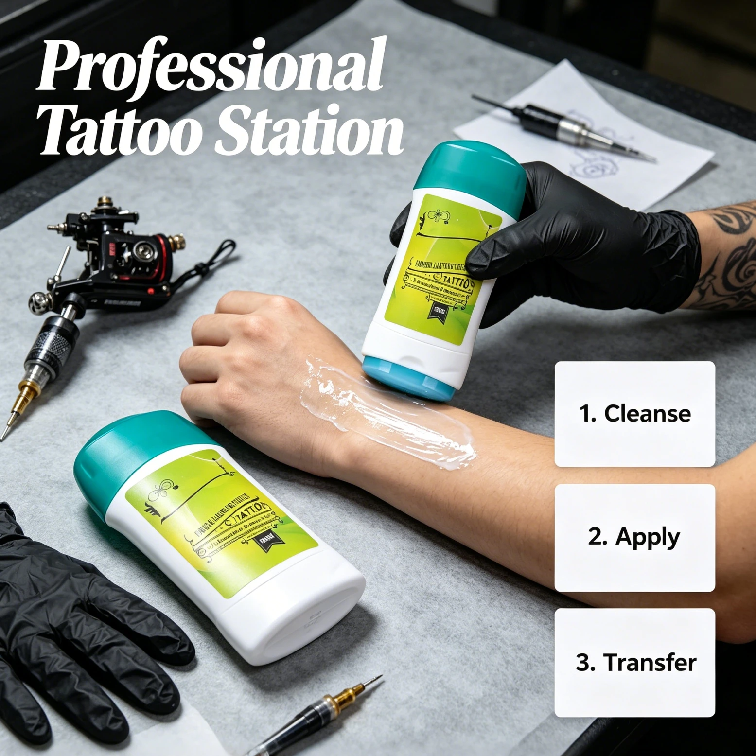 Foil Transfer Machine - Tattoo-Transferpaste Tattoo-Schablonen-Hauttransfercreme Speed Stick Transfergel für