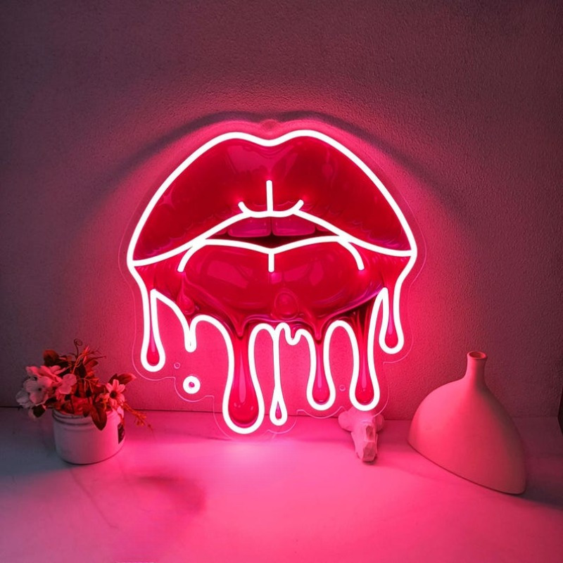Commercial Uv Printing - Schmelzende Lippen, UV-gedrucktes Neonschild, LED, sexy