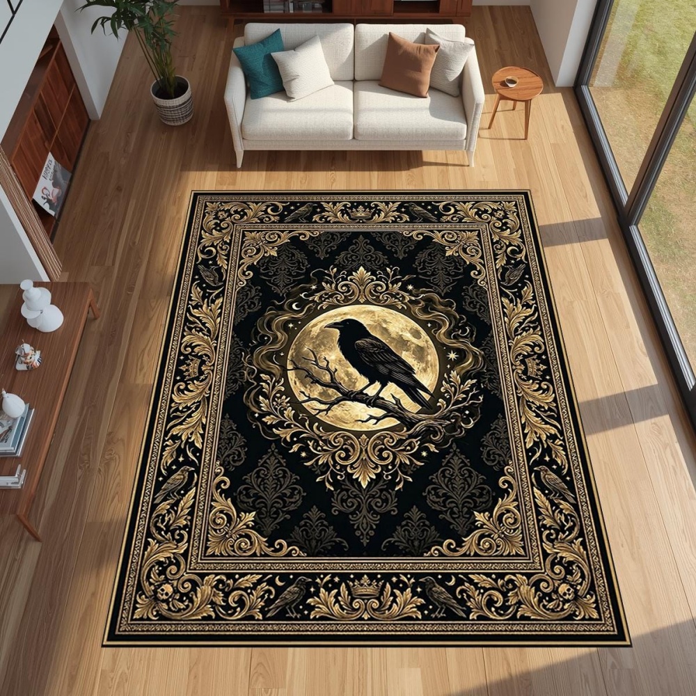 Commercial Printing Machine - Gothic Golden Raven Full Moon Print