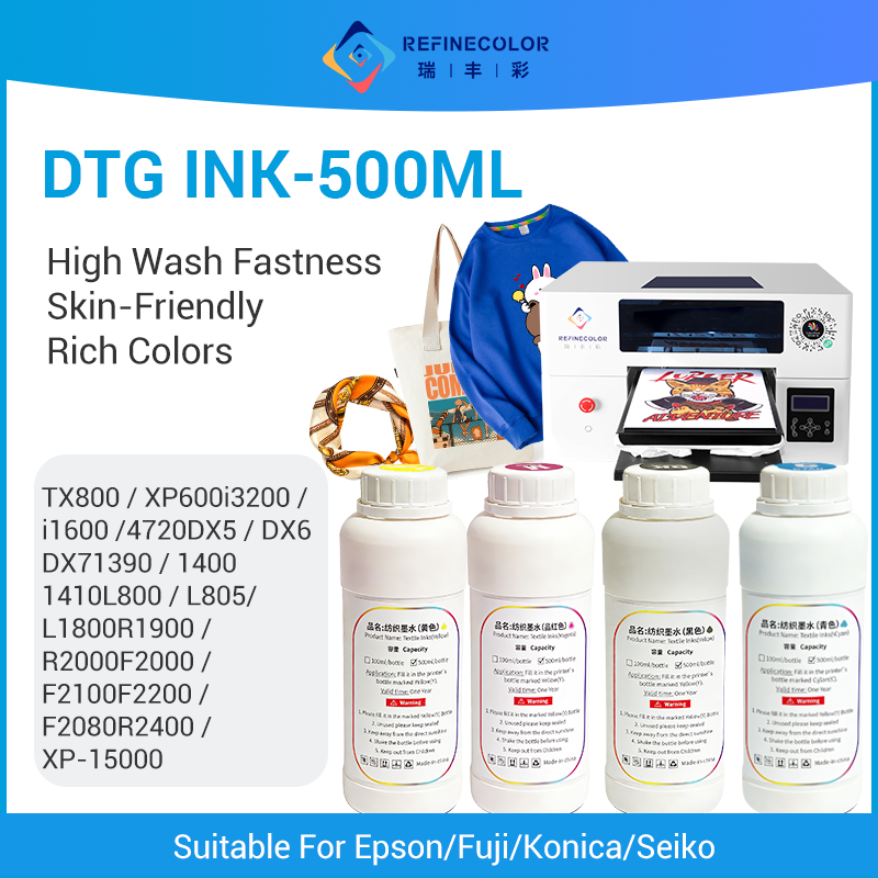 Direct To Garment Ink - Refinecolor 500ML/Flasche DTG Textilfarbe für Epson