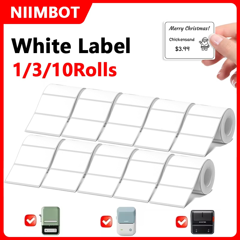 Commercial Printing Types - Niimbot 1/3/10 Rollen weißes Thermoetikett, wasserfester