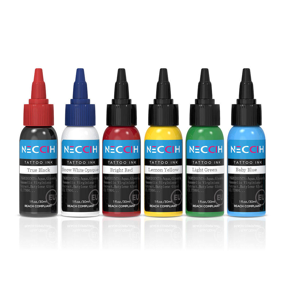 White Toner Transfer Paper - Tattoo-Tinten-Set 6 Flaschen (je 1 Oz)