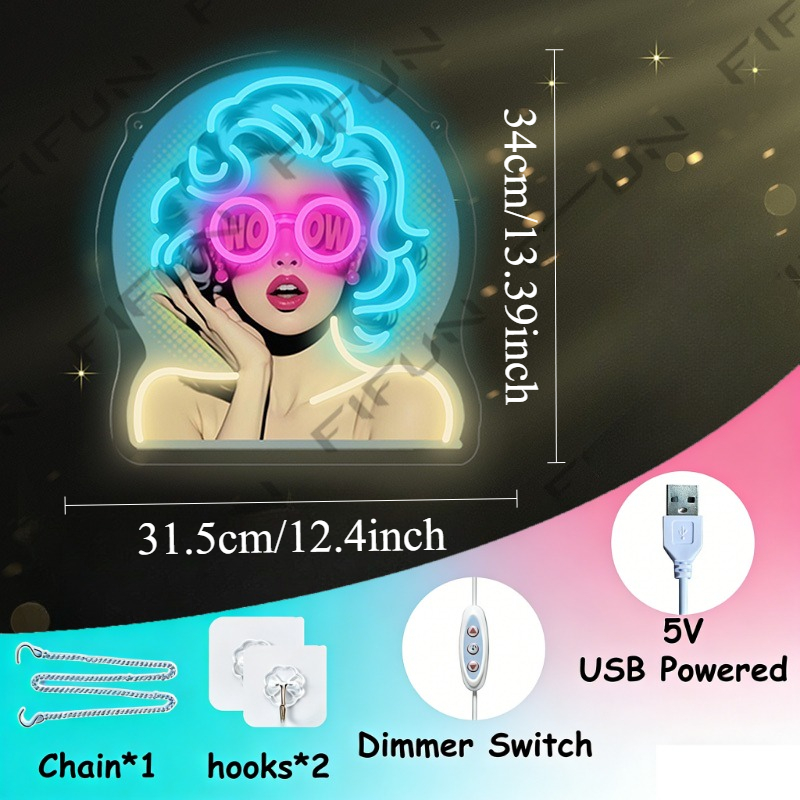 WOW Curl Girl Neon-Schild UV-B – Commercial Uv Printing Bewertung und Preis